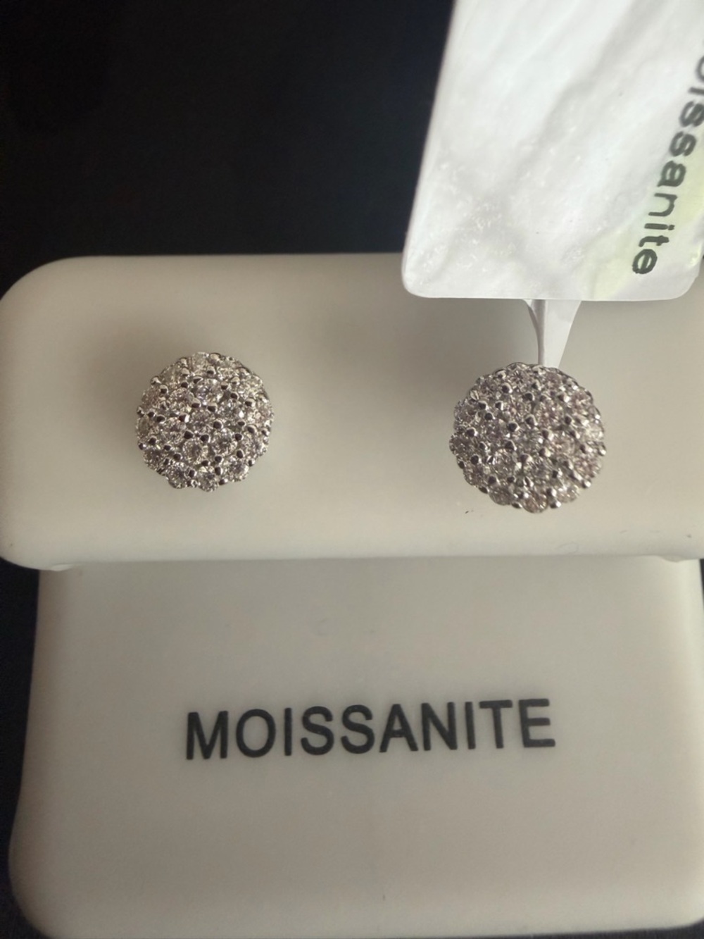 925 Sterling Silver Round White Moissanite Pavé Stud Earrings 0.31 CTW